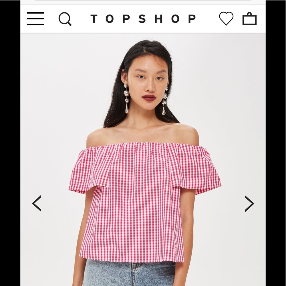 Topshop gingham bardot top
